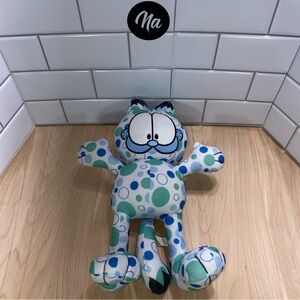 Garfield Odie Cat 14" Polka Dot Plush Blue Green White Toy Stuffed Animal 14inch